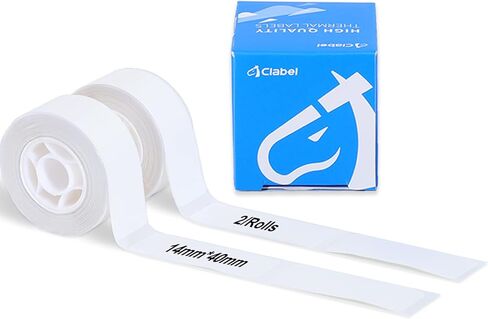 White Label، ورق صنع ملصقات صغير ذاتي اللصق 520B مقاس 14 مم × 40 مم (0.55 بوصة × 1.57 بوصة) متوافق مع صانع الملصقات CLABEL 520B/521B، مثالي للتنظيم والتخزين - بكرتان in Kuwait