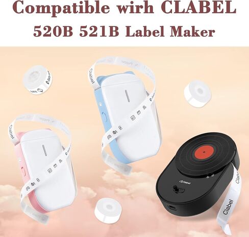 White Label، ورق صنع ملصقات صغير ذاتي اللصق 520B مقاس 14 مم × 40 مم (0.55 بوصة × 1.57 بوصة) متوافق مع صانع الملصقات CLABEL 520B/521B، مثالي للتنظيم والتخزين - بكرتان in Kuwait