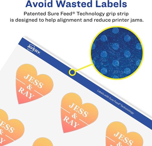Avery Glossy Clear Heart Labels with Sure Feed, 1.5" x 1.5", 200 Glossy Clear Labels, Print-to-The-Edge, Laser/Inkjet Printable Labels in Saudi Arabia