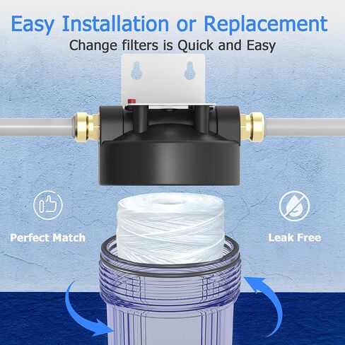 5 Micron Whole House Water Filter Cartridge, String Wound Sediment Filters for Well Water, Universal Replacement for Any 10 inch RO Unit - 10" x 2.5" Cartridges - Pack of 6 in Saudi Arabia