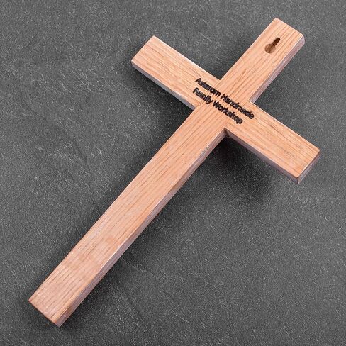 صليب جداري من Asterom Farmhouse Crucifix - ديكور حائط متقاطع خشبي ريفي - صليب كاثوليكي مصنوع يدويًا للجدار - 12 بوصة (فضي) in Kuwait