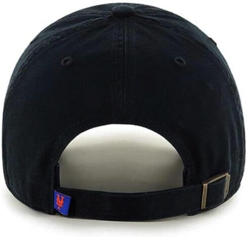 '47 New York Mets Hat Mens Womens Clean Up Adjustable Baseball Cap, Cooperstown Logo, Black, One Size in Saudi Arabia