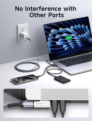محول JSAUX 140 وات USB C إلى مغناطيسي 3 90 درجة متوافق مع MacBook Air 2023/2022 (M2)، MacBook Pro 2023 (M3، M2، 14-16 بوصة)، MacBook Pro 2021 (M1، 14-16 بوصة) in Saudi Arabia