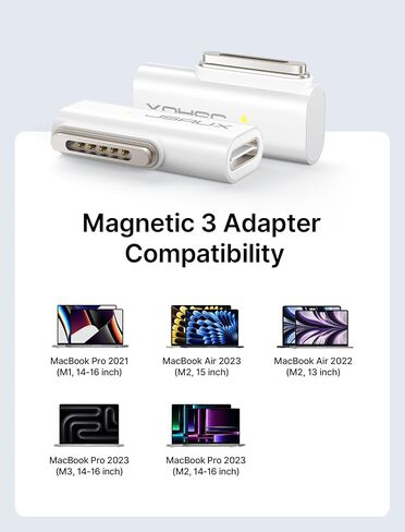 محول JSAUX 140 وات USB C إلى مغناطيسي 3 90 درجة متوافق مع MacBook Air 2023/2022 (M2)، MacBook Pro 2023 (M3، M2، 14-16 بوصة)، MacBook Pro 2021 (M1، 14-16 بوصة) in Saudi Arabia