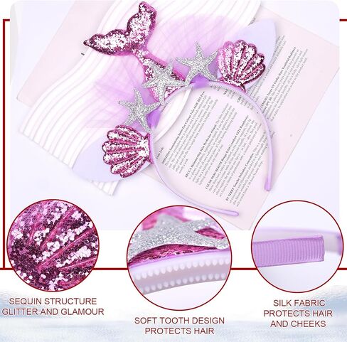 Mermaid Headband Starfish Headband Glitter Shell Hairband for Women Girls Summer Birthday Wedding Party Supplies in Kuwait