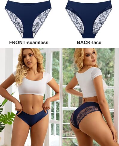 MEIYATING Women Sexy Bikini Lace Underwear No Show V-Waist Panties for Women Stretch Seamless Cheeky Panties 4 Packs in Saudi Arabia