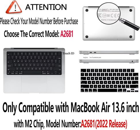 متوافق مع حافظة MacBook Air 13.6 بوصة إصدار 2022 شريحة A2681 M2، حافظة بلاستيكية صلبة + غطاء لوحة مفاتيح + غطاء شاشة لجهاز MacBook Air 13.6 بوصة مع شاشة Retina Touch ID، رائد فضاء in Saudi Arabia