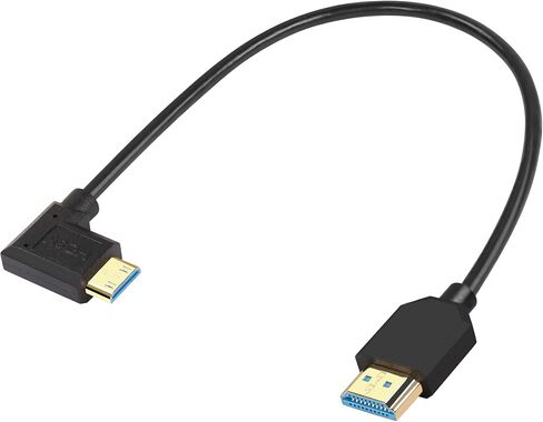 GINTOOYUN 8K Mini HDMI to HDMI Cable Super Thin line OD 4.0mm Mini HDMI to HDMI Ultra HD 2.1 Cable 8K@60Hz 4K@120Hz 48Gbps Dynamic HDR, eARC 0.3m (Angled Right) in Saudi Arabia