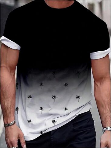 Floerns Men's Coconut Tree Printed Short Sleeve T Shirts Round Neck Tee Tops in Saudi Arabia