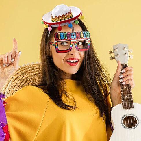 18 قطعة قبعات حفلات العيد والنظارات لوازم صغيرة سمبريرو قبعة Headbands سينكو دي مايو المكسيكي موضوع الزينة in Kuwait
