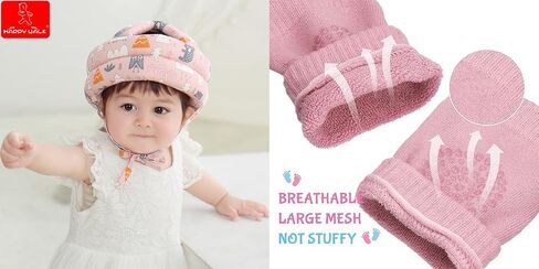 Casco Protector de cabeza para bebé y rodillera para niños que gatean Color Rosado o gris, Casco Anti golpes, ayuda de rodillas, Protector de cabeza de bebé para gatear., Small, CAS002 in Saudi Arabia