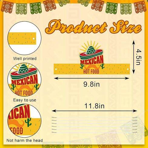 8 Pcs Cinco de Mayo Headbands Mexican Fiesta Headwear Chili Cactus Guitar Photo Props Sombrero Headband Hats Fiesta Paper Hairpieces for Fiesta Party Favors Carnival Hair Accessories in Saudi Arabia
