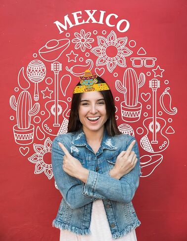 8 Pcs Cinco de Mayo Headbands Mexican Fiesta Headwear Chili Cactus Guitar Photo Props Sombrero Headband Hats Fiesta Paper Hairpieces for Fiesta Party Favors Carnival Hair Accessories in Saudi Arabia