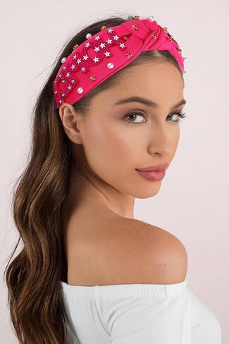 Western Pearl Rhinestone Knotted Headband for Women Hot Pink Black Green Crystal Jeweled Knot Hairband Headpiece Boho Country Cowgirl Beaded Star Howdy Twist Headband Rodeo Nashville Bachelorette in Saudi Arabia