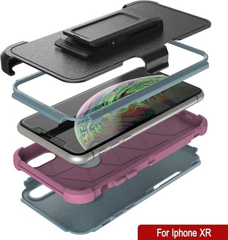 Punkcase for iPhone XR Belt Clip Holster Case [Patron Series] 4-1 Rugged & Protective Multilayer Phone Cover W/Integrated Kickstand for iPhone XR (6.1") (2018) [Black] in Saudi Arabia