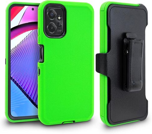 Compatible with Motorola Moto G Power 5G (2024) Case, Durable Military-Grade Belt Clip Holster with Buil in Screen Protection, Shockproof Design and Built-in Kickstand (Green) in Kuwait