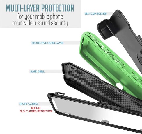 Compatible with Motorola Moto G Power 5G (2024) Case, Durable Military-Grade Belt Clip Holster with Buil in Screen Protection, Shockproof Design and Built-in Kickstand (Green) in Kuwait