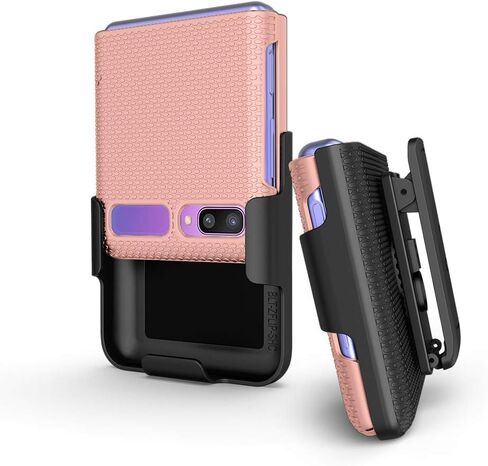 BELTRON Case with Clip for Galaxy Z Flip 2020, Snap-On Protective Cover with Rotating Belt Holster Combo and Built in Kickstand for Samsung Galaxy Z Flip (SM-F700, SM-F707) - Black (NOT for Z FLIP 3) in Saudi Arabia