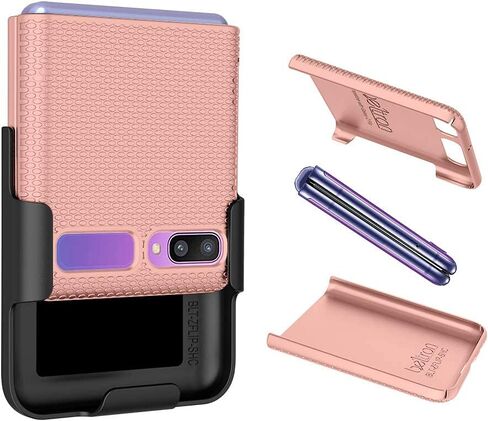 BELTRON Case with Clip for Galaxy Z Flip 2020, Snap-On Protective Cover with Rotating Belt Holster Combo and Built in Kickstand for Samsung Galaxy Z Flip (SM-F700, SM-F707) - Black (NOT for Z FLIP 3) in Saudi Arabia