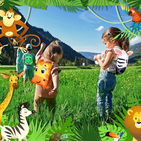 Hillban 16 Pcs Animal Drawstring Bags for Kids Party Favors Drawstring Backpack with Ear for Safari Birthday(Dinosaur Style) in Saudi Arabia