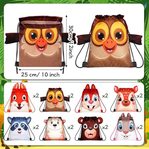 Hillban 16 Pcs Animal Drawstring Bags for Kids Party Favors Drawstring Backpack with Ear for Safari Birthday(Dinosaur Style) in Saudi Arabia