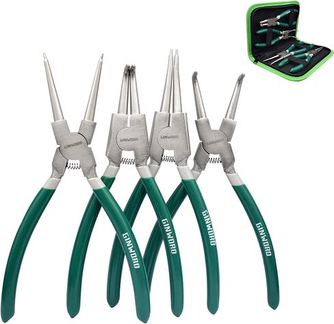 7-inch 4 Pcs Snap Ring Pliers Set, Circlip Pliers Kit, Straight/Bent Jaw, Internal/External Heavy Duty C Clip Pliers for Ring Remover Retaining,Blue in Saudi Arabia