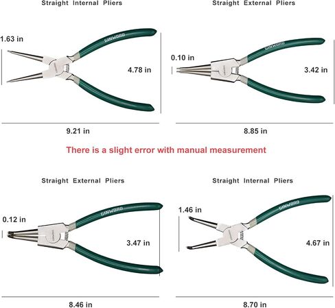 7-inch 4 Pcs Snap Ring Pliers Set, Circlip Pliers Kit, Straight/Bent Jaw, Internal/External Heavy Duty C Clip Pliers for Ring Remover Retaining,Blue in Saudi Arabia