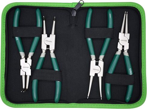 7-inch 4 Pcs Snap Ring Pliers Set, Circlip Pliers Kit, Straight/Bent Jaw, Internal/External Heavy Duty C Clip Pliers for Ring Remover Retaining,Blue in Saudi Arabia