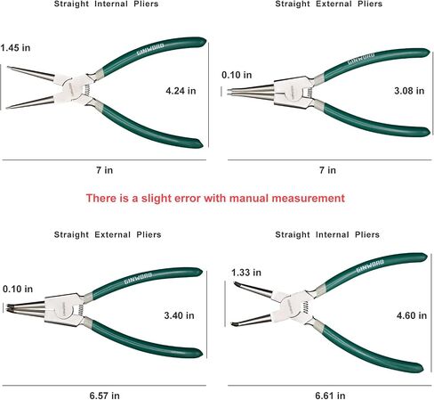7-inch 4 Pcs Snap Ring Pliers Set, Circlip Pliers Kit, Straight/Bent Jaw, Internal/External Heavy Duty C Clip Pliers for Ring Remover Retaining,Blue in Saudi Arabia