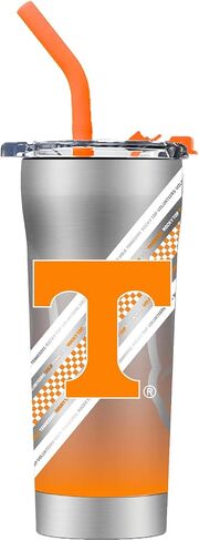 Gametime Sidekicks Tennessee Stainless Steel Straw Tumbler - Officially Licensed, 18/8 Stainless Steel, Double-walled, Vacuum-insulated, UV LED Printed Logos, Sweatless, Stays Hot/Cold - in Saudi Arabia