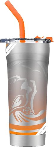 Gametime Sidekicks Tennessee Stainless Steel Straw Tumbler - Officially Licensed, 18/8 Stainless Steel, Double-walled, Vacuum-insulated, UV LED Printed Logos, Sweatless, Stays Hot/Cold - in Saudi Arabia