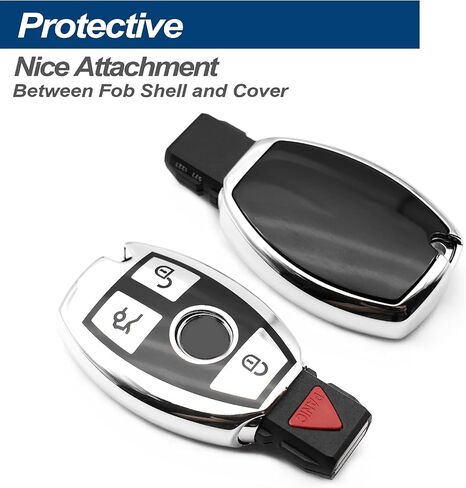 Fit for Mercedes Benz C E S G M CLS CLK G R Class Sprinter 300 Series Smart TPU Key Fob Remote Cover Case Shell Glove Pouch Holder Protector Keyless Entry Sleeve Accessory, w/ Key Chain, Blue in Saudi Arabia