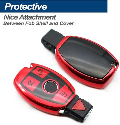 Fit for Mercedes Benz C E S G M CLS CLK G R Class Sprinter 300 Series Smart TPU Key Fob Remote Cover Case Shell Glove Pouch Holder Protector Keyless Entry Sleeve Accessory, w/ Key Chain, Blue in Saudi Arabia