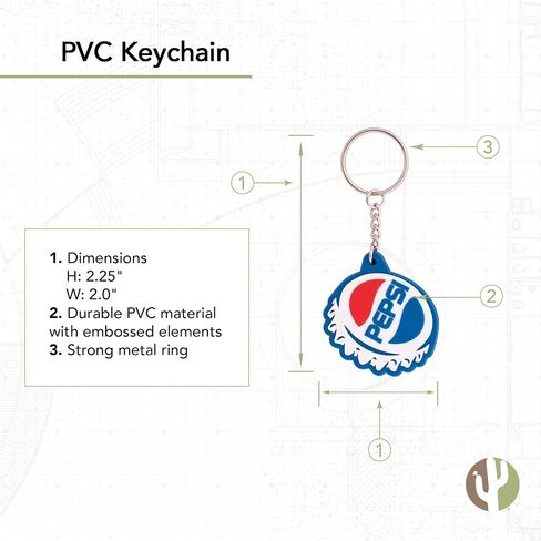 ميدالية مفاتيح بيبسي صبار الصحراء مادة PVC ميدالية ديكور (ميدالية مفاتيح PVC - تصميم أ) in Kuwait