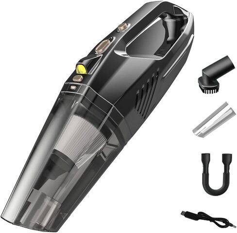 مكنسة كهربائية محمولة لاسلكية، قوة شفط عالية 8000 باسكال، ملحقات المنزل والسيارة المحمولة، أربعة أنواع من أنماط الشفط، إضاءة LED، ضوضاء منخفضة، جهاز تنظيف محمول لاسلكي in Kuwait