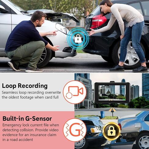 Dash Cam Front, Dash Camera for Cars, 3 Inch LCD Screen, 1080P Full HD Car Camera with 120° Wide Angle, Super Night Vision, Loop Recording, Motion Detection, WDR, G-Sensor, Parking Monitor in Saudi Arabia