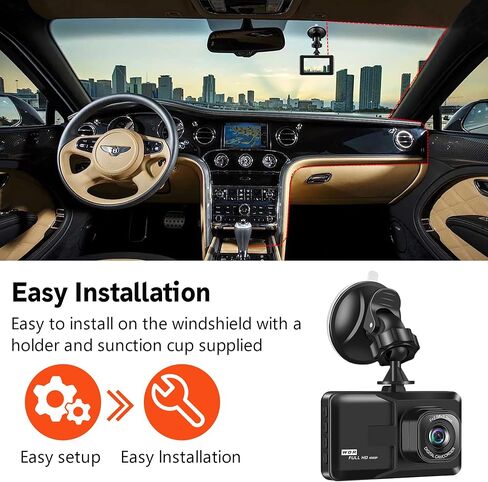 Dash Cam Front, Dash Camera for Cars, 3 Inch LCD Screen, 1080P Full HD Car Camera with 120° Wide Angle, Super Night Vision, Loop Recording, Motion Detection, WDR, G-Sensor, Parking Monitor in Saudi Arabia