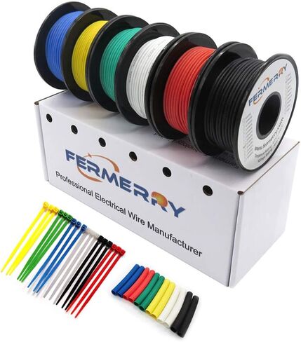 14AWG Silicone Wire Stranded Tinned Copper Wire 14 Gauge Electronic Automotive Hook up Wire 6 Colors 10Ft Each from Fermerry in Saudi Arabia