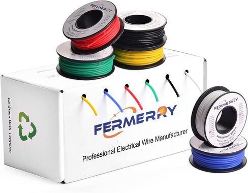 14AWG Silicone Wire Stranded Tinned Copper Wire 14 Gauge Electronic Automotive Hook up Wire 6 Colors 10Ft Each from Fermerry in Saudi Arabia