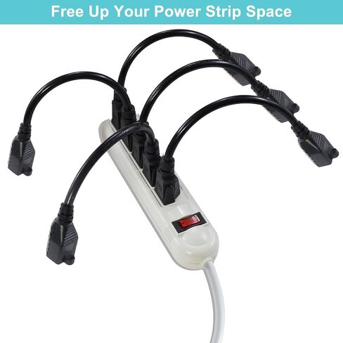 [1 Pack] 6inch Short Power Extension Cord - Black 3 Prong Mini Indoor Grounded Extension Cord,16AWG Small Electrical AC Extension Cord for Outlet Saver,Rated for 13AMP Home Appliance Extender Lead in Saudi Arabia