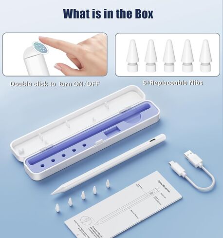 Stylus Pen for iPad with Storage Box, Palm Rejection, Tilt Sensitivity, 13 mins Fast Charge Apple iPad Pencil,Work for 2018-2023 Apple iPad Pro 11/12.9 inch,iPad 6-10, iPad Air 3/4/5, iPad Mini 5/6 in Kuwait