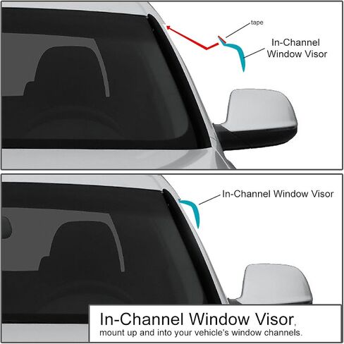 DNA MOTORING WVS-T2-0089 Vent Window Visor Deflector Rain/Sun Guard (4pcs, Dark Smoke), 1 Pack in Saudi Arabia
