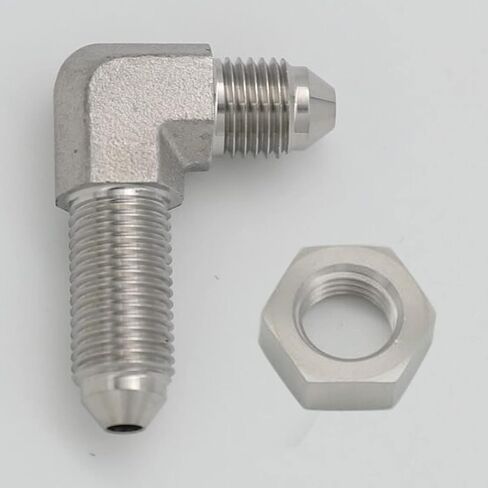 Stainless Steel -3 AN Male Flare Bulkhead Union Brake Hose Fitting with AN3 Bulkhead Lock Nut, 90 Degree in Saudi Arabia