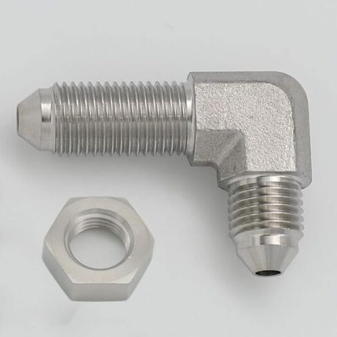 Stainless Steel -3 AN Male Flare Bulkhead Union Brake Hose Fitting with AN3 Bulkhead Lock Nut, 90 Degree in Saudi Arabia