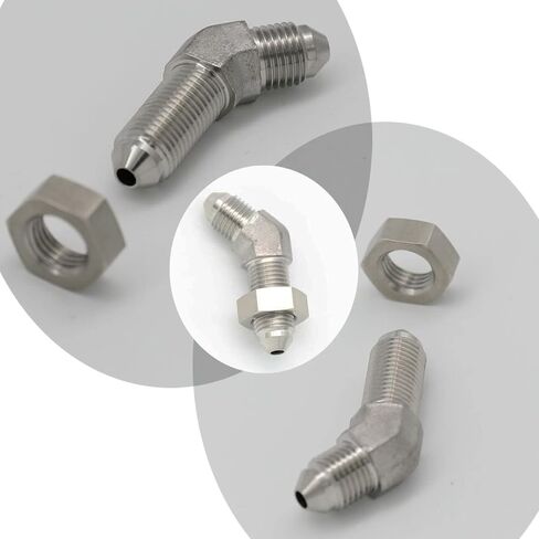 Stainless Steel -3 AN Male Flare Bulkhead Union Brake Hose Fitting with AN3 Bulkhead Lock Nut, 90 Degree in Saudi Arabia