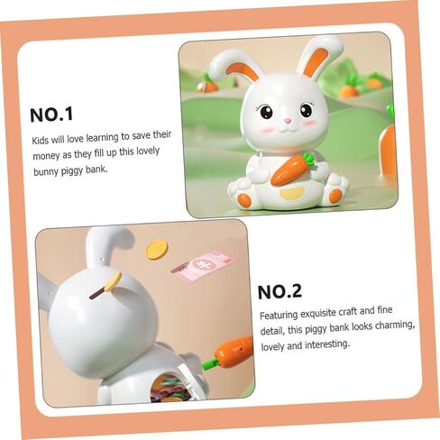 VICASKY Cute Bunny Piggy Bank Rabbit Figurine Plastic Creative Cartoon Lovely Bunny Coin Money Saving Jars Decorations for Boys Money Saving Bank in Kuwait