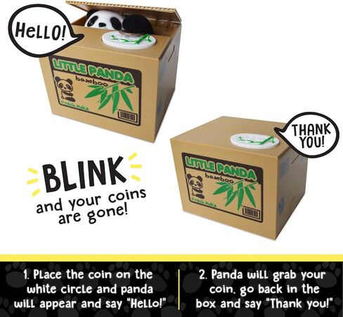 Coin Stealing Panda Piggy Bank - The Little Panda Bamboo Bank is a Fun Money Bank for Kids - Gift Idea for Japanese Toys, Panda Gifts & Novelty Gifts in Saudi Arabia