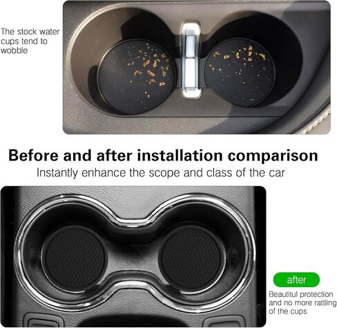 4Pcs Bling Car Cup Coaster, Non-Slip Silicone Cup Holder Insert Crystal Rhinestone Embedded in Ornaments Coaster, Universal Car Interior Accessories - 2.77 Inch in Saudi Arabia