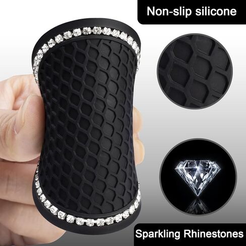 4Pcs Bling Car Cup Coaster, Non-Slip Silicone Cup Holder Insert Crystal Rhinestone Embedded in Ornaments Coaster, Universal Car Interior Accessories - 2.77 Inch in Saudi Arabia