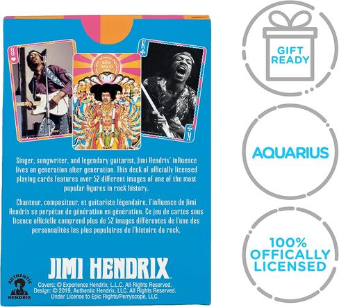 AQUARIUS Jimi Hendrix Playing Cards - Jimi Hendrix Themed Deck of Cards for Your Favorite Card Games - Officially Licensed Jimi Hendrix Merchandise & Collectibles - Poker Size in Saudi Arabia
